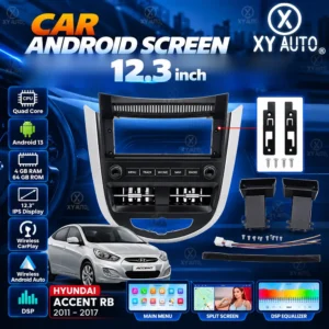 12.3 inch Car Screen Frame for Hyundai Accent RB 2011-2017